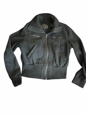 Ambiance Charcoal Gray Bomber Sweater Jacket